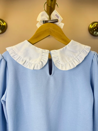 Vestido Infantil ML Babadinho Flores Bordados Azul - Luluzinha