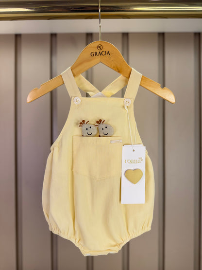 Jardineira Bebê Revelação Girafa - Roana