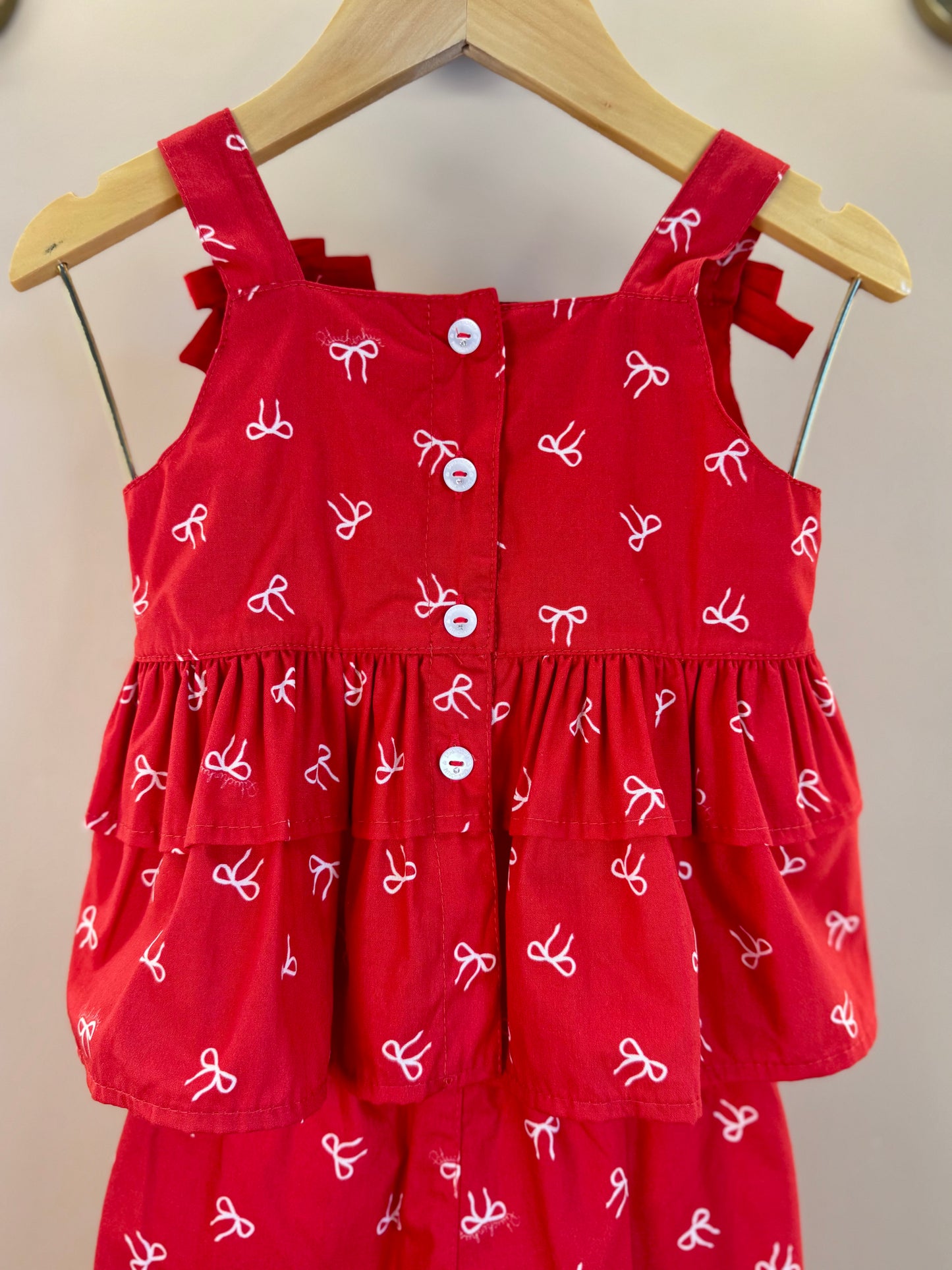 Conjunto Infantil Blusa Babados Lacinhos e Calça Pantacourt Lacinhos - Pituchinhus