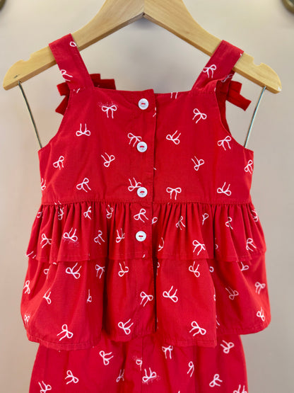 Conjunto Infantil Blusa Babados Lacinhos e Calça Pantacourt Lacinhos - Pituchinhus