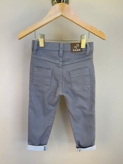 Calça social skinny de sarja cinza - Dame