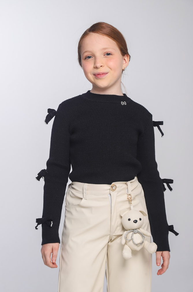 Blusa Infantil ML Preta Lacinhos - Luluzinha