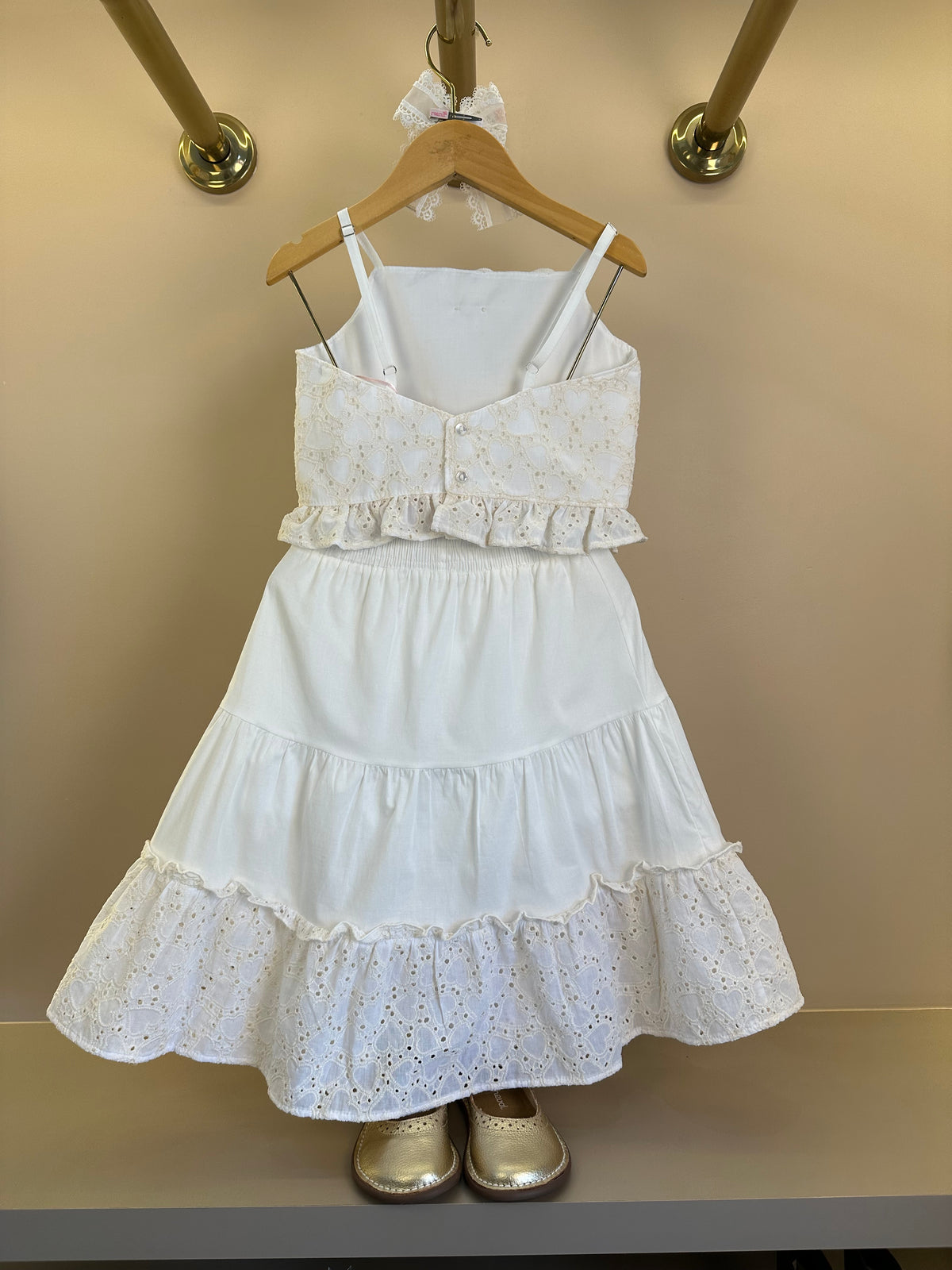 Conjunto Infantil Blusa Cropped Bordado de Coração e Saia Midi - Gabriela Aquarela