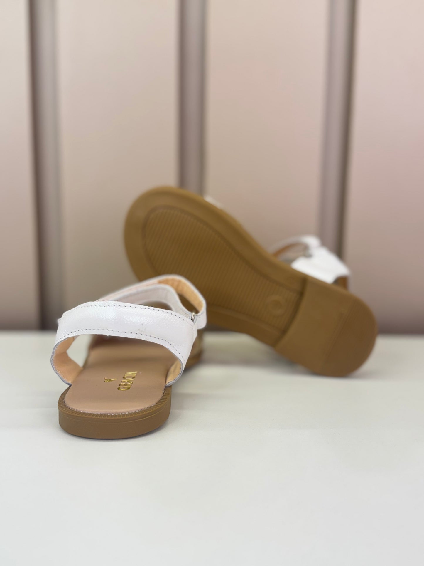 Sandália Infantil Flor Dourada Branca Perolada - Gracia