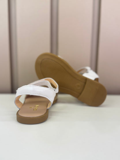 Sandália Infantil Flor Dourada Branca Perolada - Gracia
