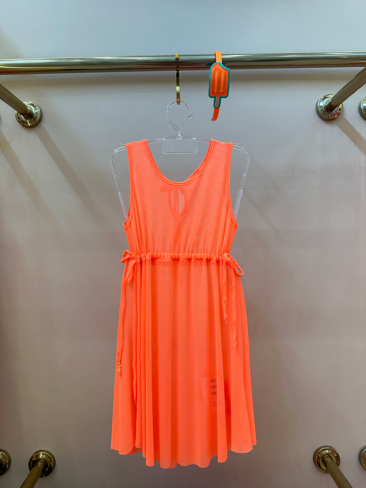 Vestido Infantil Tule Larissa Laranja Fluor - Siri Kids