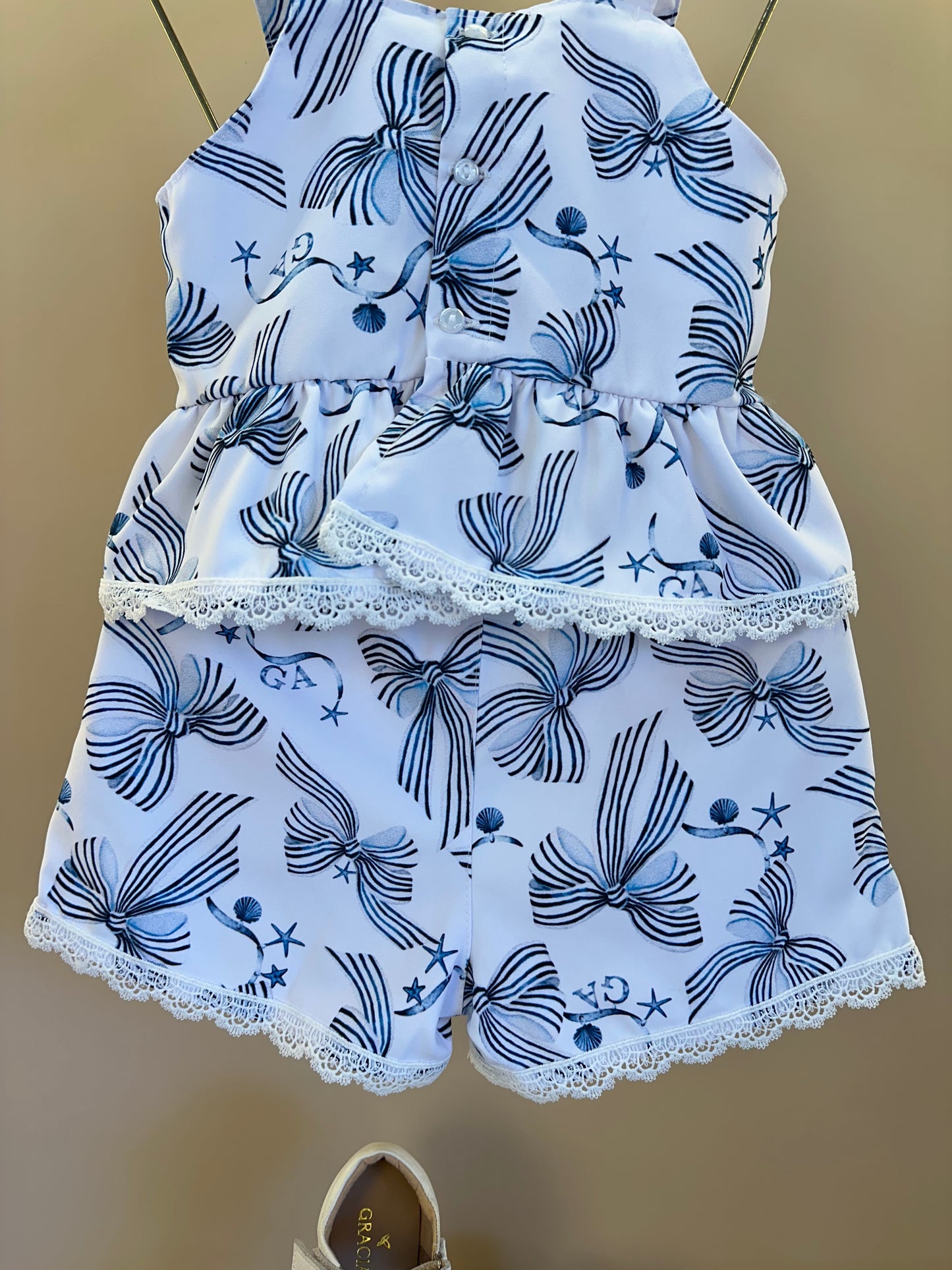 Conjunto Infantil Bata Estampada Sonho a Beira Mar e Shorts Sonho a Beira Mar - Gabriela Aquarela