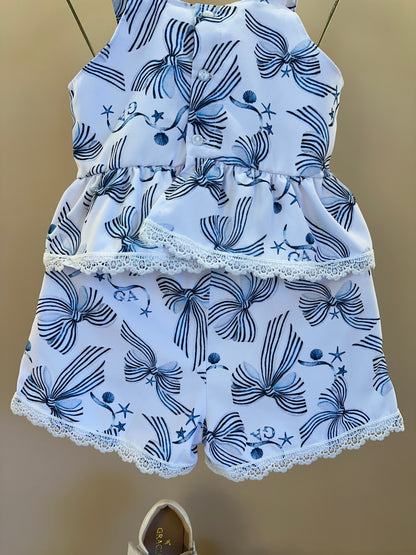 Conjunto Infantil Bata Estampada Sonho a Beira Mar e Shorts Sonho a Beira Mar - Gabriela Aquarela