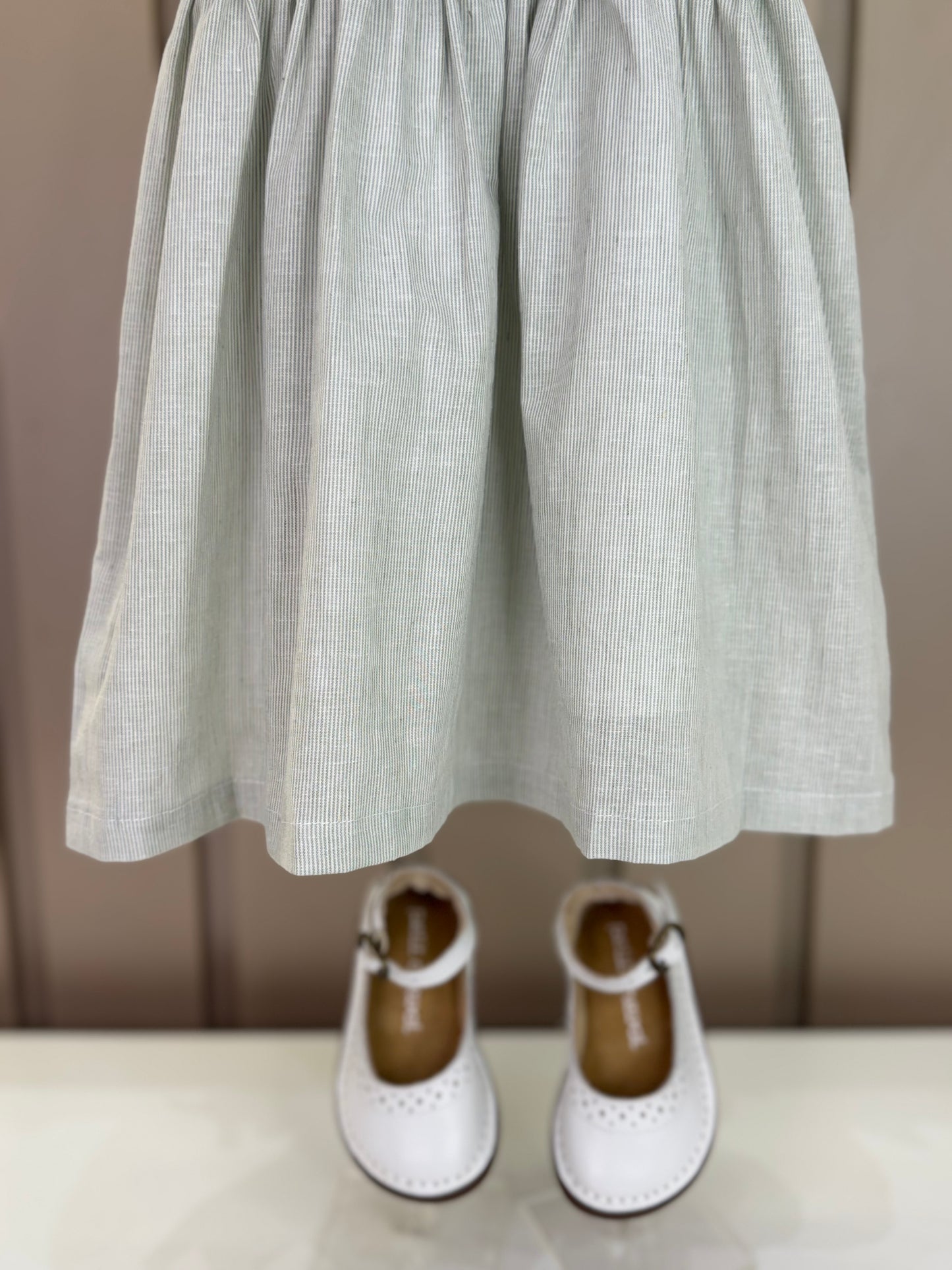 Vestido Infantil Bordado Flores E Mangas Bordadas  Clásico Verde - Roana