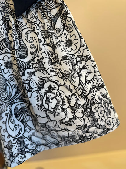 Conjunto Infantil Blusa e Saia Floral Paisley Laço Preto - Animê
