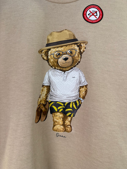 Conjunto Infantil Camiseta Teddy Bananas e Bermuda Bege - Dame