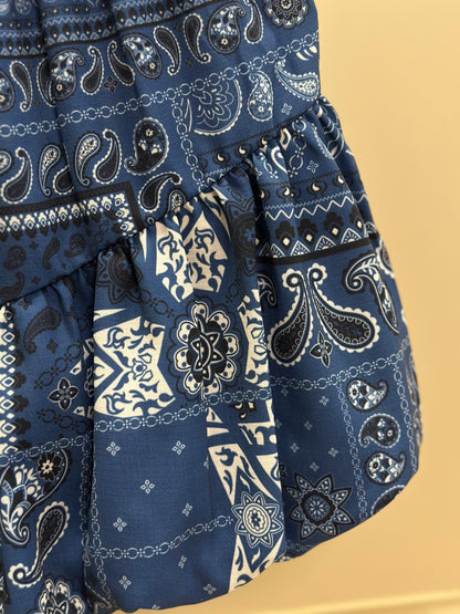 Conjunto Teen Camiseta Over e Saia Balonê Paisley Jeans - Two In