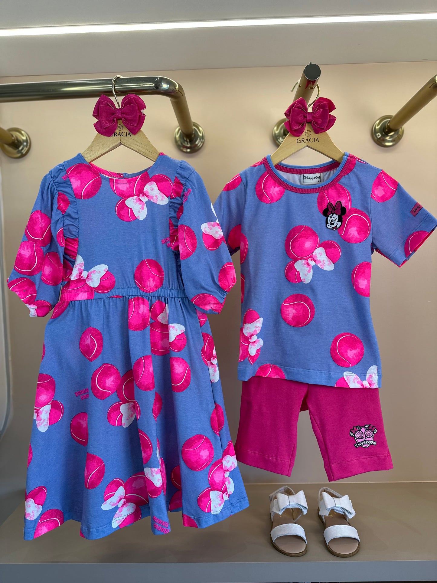 Vestido Infantil Minnie Bolas Tennis Pink - Animê