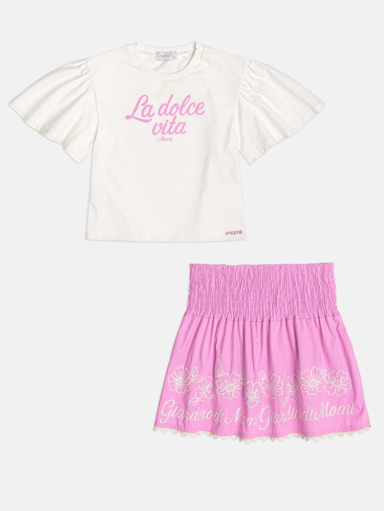 Conjunto Infantil La Dolce Vita e Saia Cós de Elástico Franzido - Momi