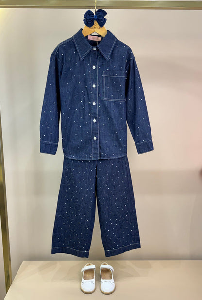 Camisa Infantil Jeans Cristais  - Pituchinhus