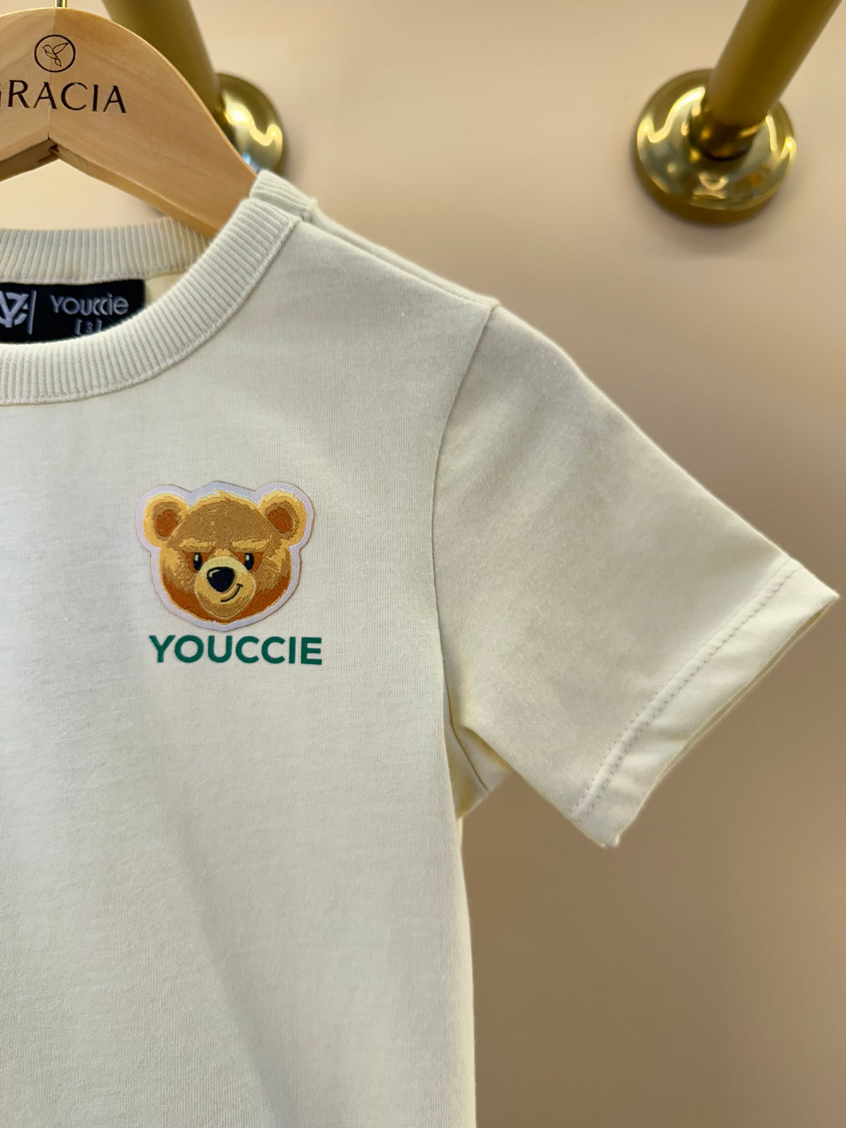 Conjunto Infantil T-Shirt Teddy e Bermuda de Linho Listrada - Youccie