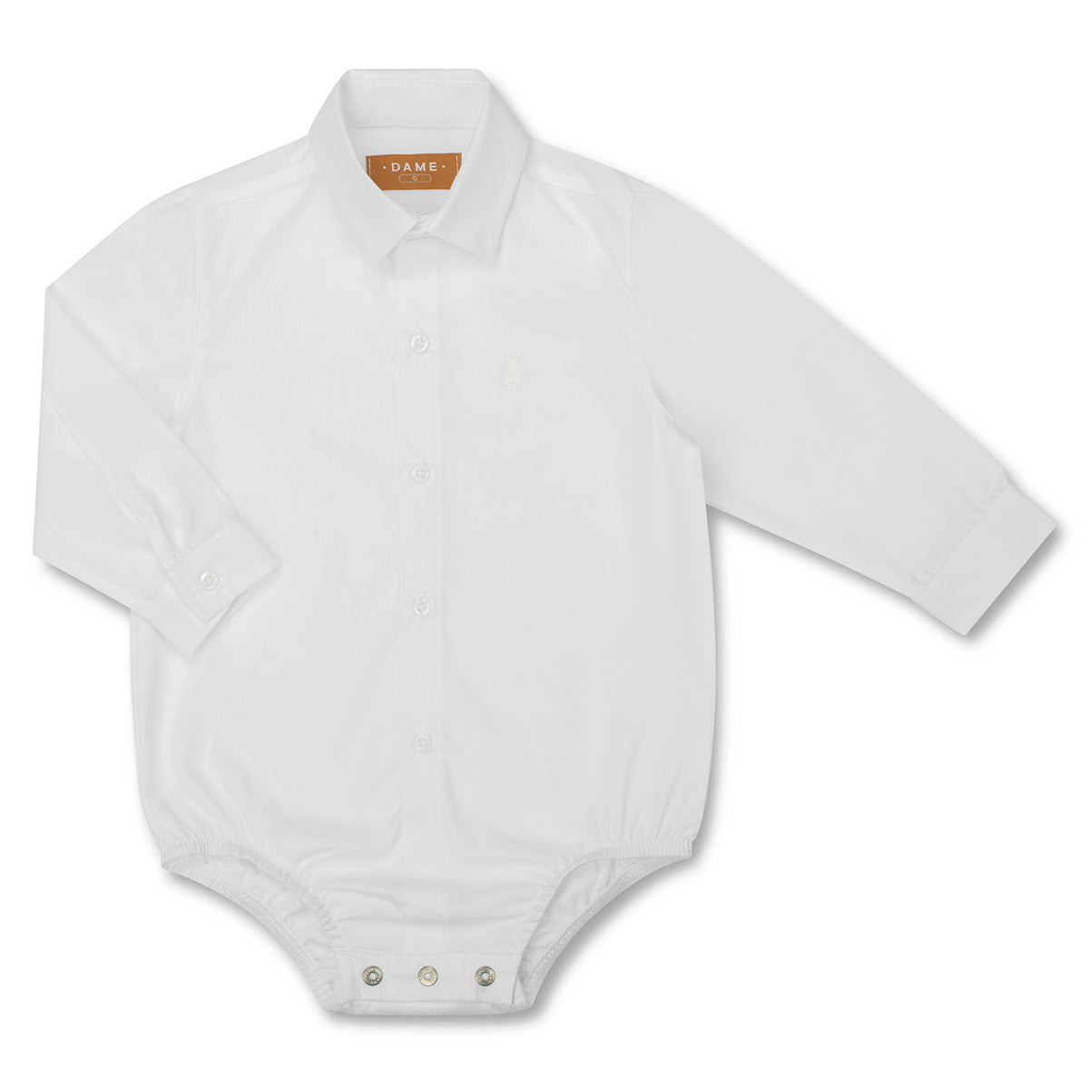 Camisa-body Bebê Algodão ML Branco - Dame