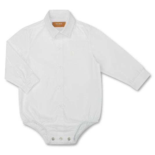 Camisa-body Bebê Algodão ML Branco - Dame