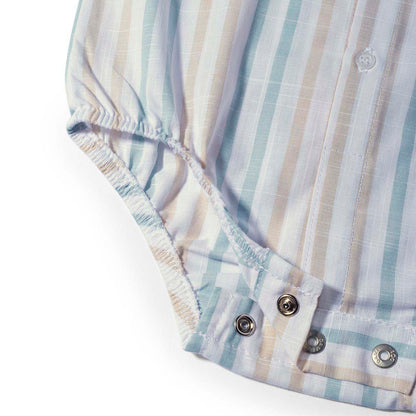 Camisa-body Bebê Listras Azul/Amarelo - Dame