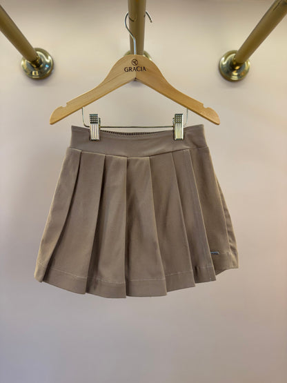 Saia-shorts Infantil Sarja Pregas Bege Escuro - Pituchinhus