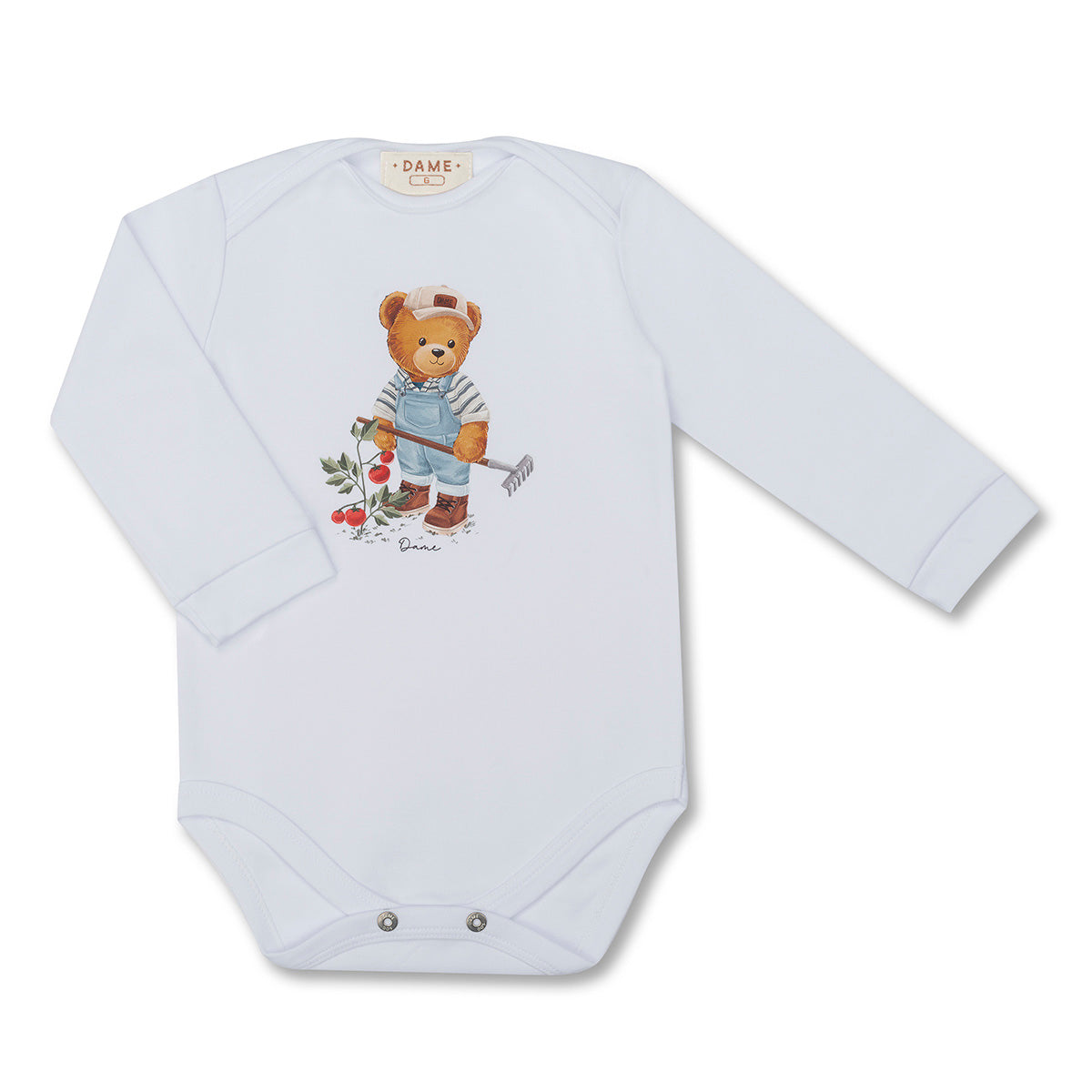 Conjunto Bebê Body Algodão Teddy Fazenda ML e Bermuda Moletom Algodão Profundo - Dame