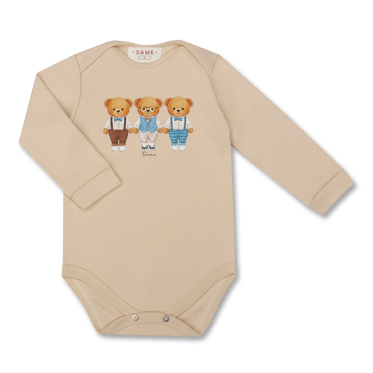 Body Bebê Suedine Algodão ML Trio Teddy - Dame