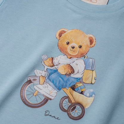 Macacão Bebê Algodão Suedine Teddy Bike Azul - Dame