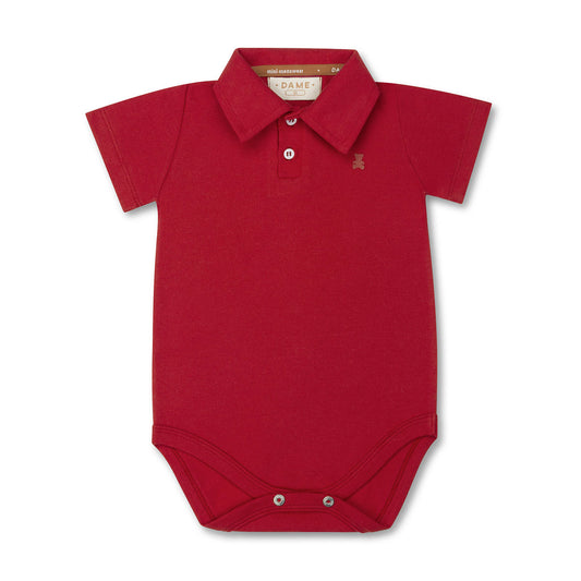 Polo-body Bebê Piquet Algodão Vermelho - Dame