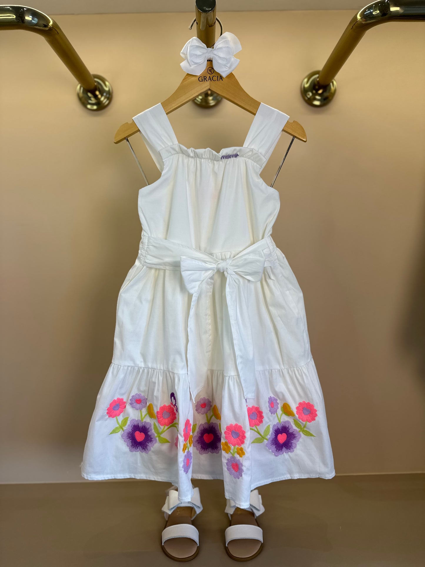 Vestido Infantil Bordado Flores - Momi