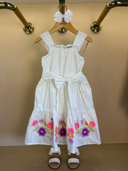 Vestido Infantil Bordado Flores - Momi