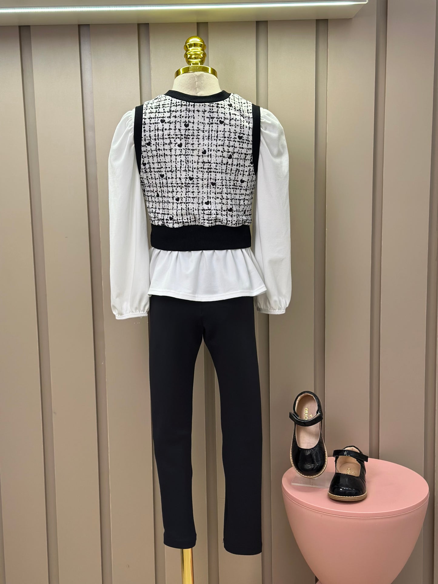 Conjunto Infantil Trio Blusa Comfy, Colete Tweed Molecotton e Legging Fly Tech Preta  - Infanti