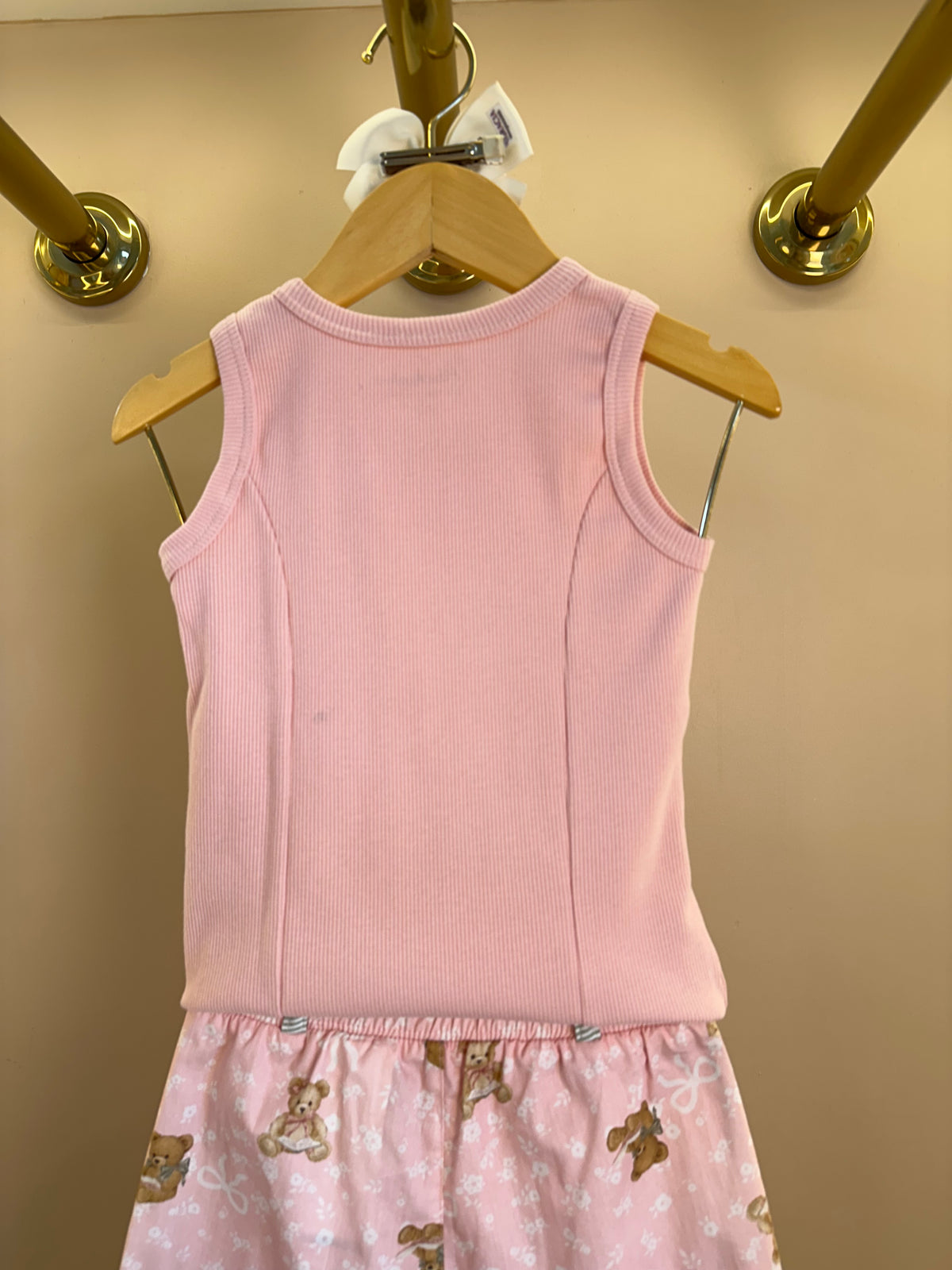Conjunto Infantil Regata Com Laço de Renda e Calça Pantacourt Algodão Estampa Ursinhos - Pituchinhus