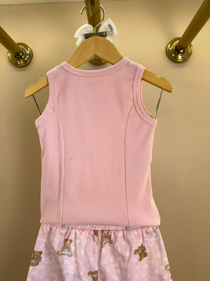 Conjunto Infantil Regata Com Laço de Renda e Calça Pantacourt Algodão Estampa Ursinhos - Pituchinhus