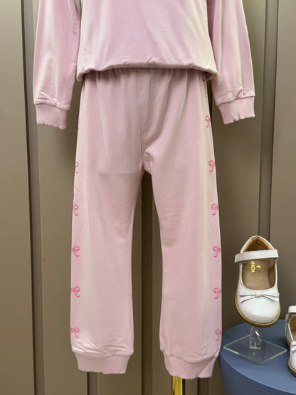 Conjunto Infantil Moletom S Felpa Blusa ML e Calça Miss University Rosa Claro - Beabá