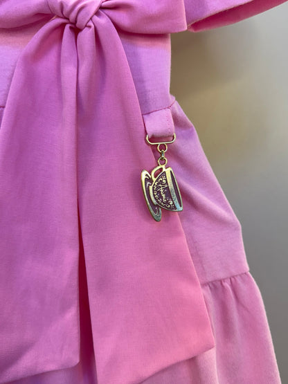 Vestido Infantil Algodão Laços Rosa Girly - Animê Petite