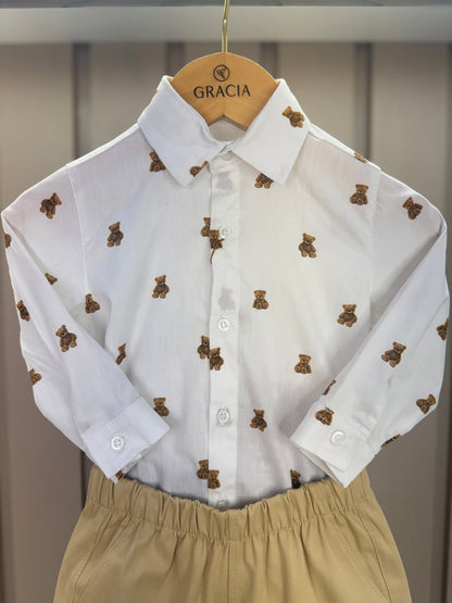 Camisa-body Bebê Tricoline Estampa Teddy ML - Dame