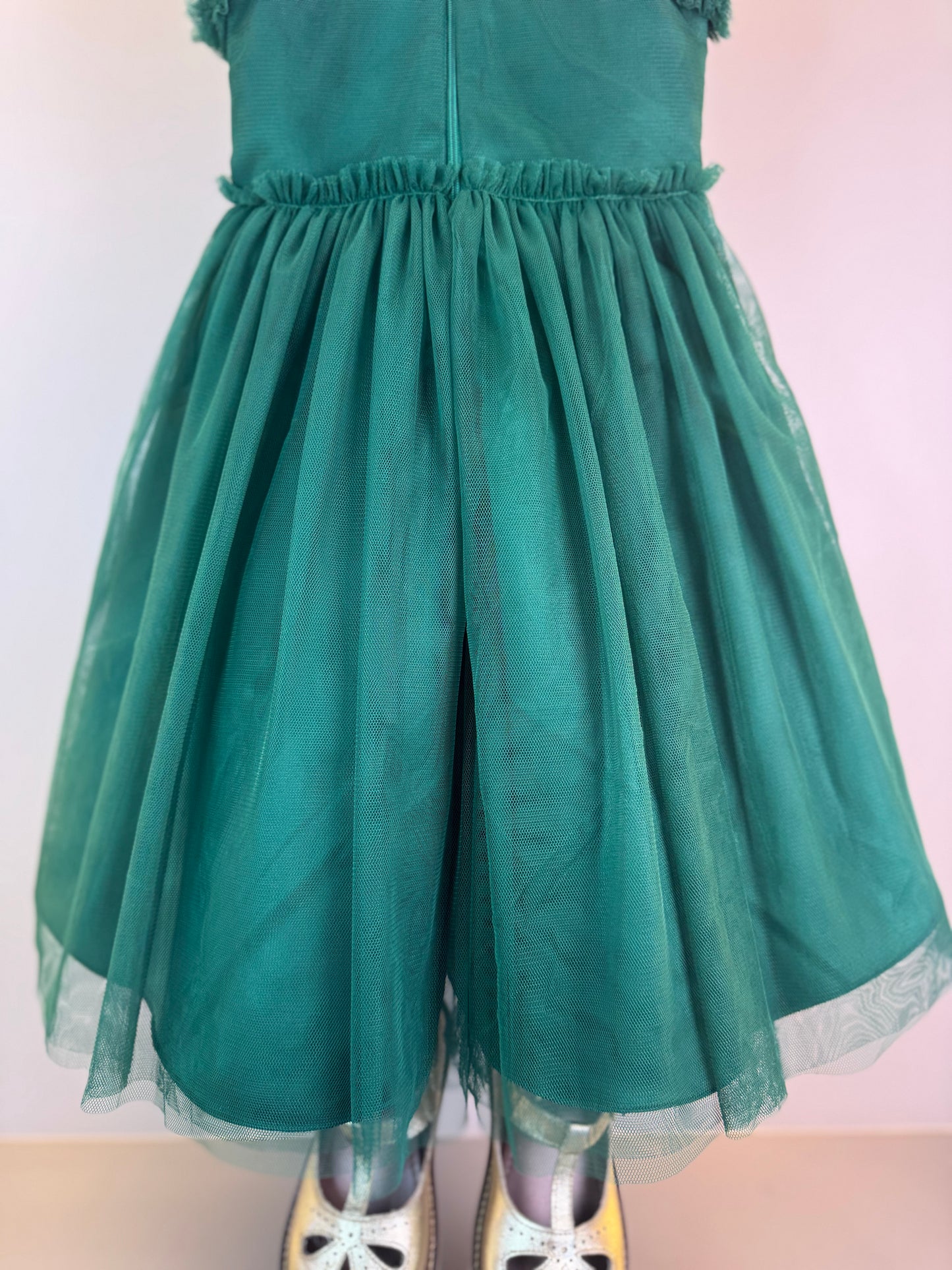 Vestido Infantil Tule Esmeralda com Paetês - Petit Cherie