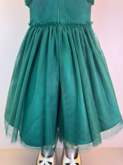 Vestido Infantil Tule Esmeralda com Paetês - Petit Cherie