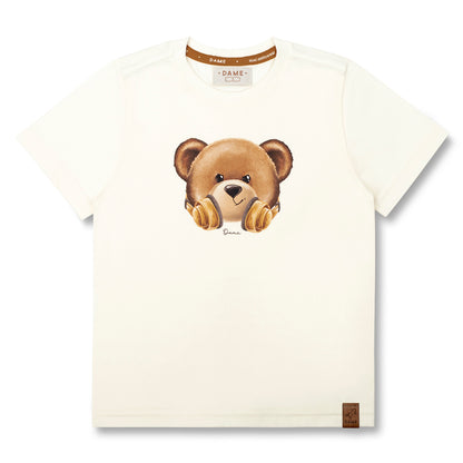 Conjunto Infantil Camiseta Teddy Fone e Bermuda Moletom Bolso Embutido Chocolate - Dame