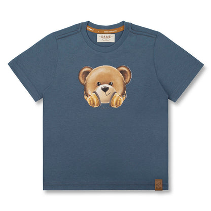 Conjunto Infantil Camiseta Algodão Teddy Fone Denim e Bermuda Suedine Elastano Bolsos - Dame