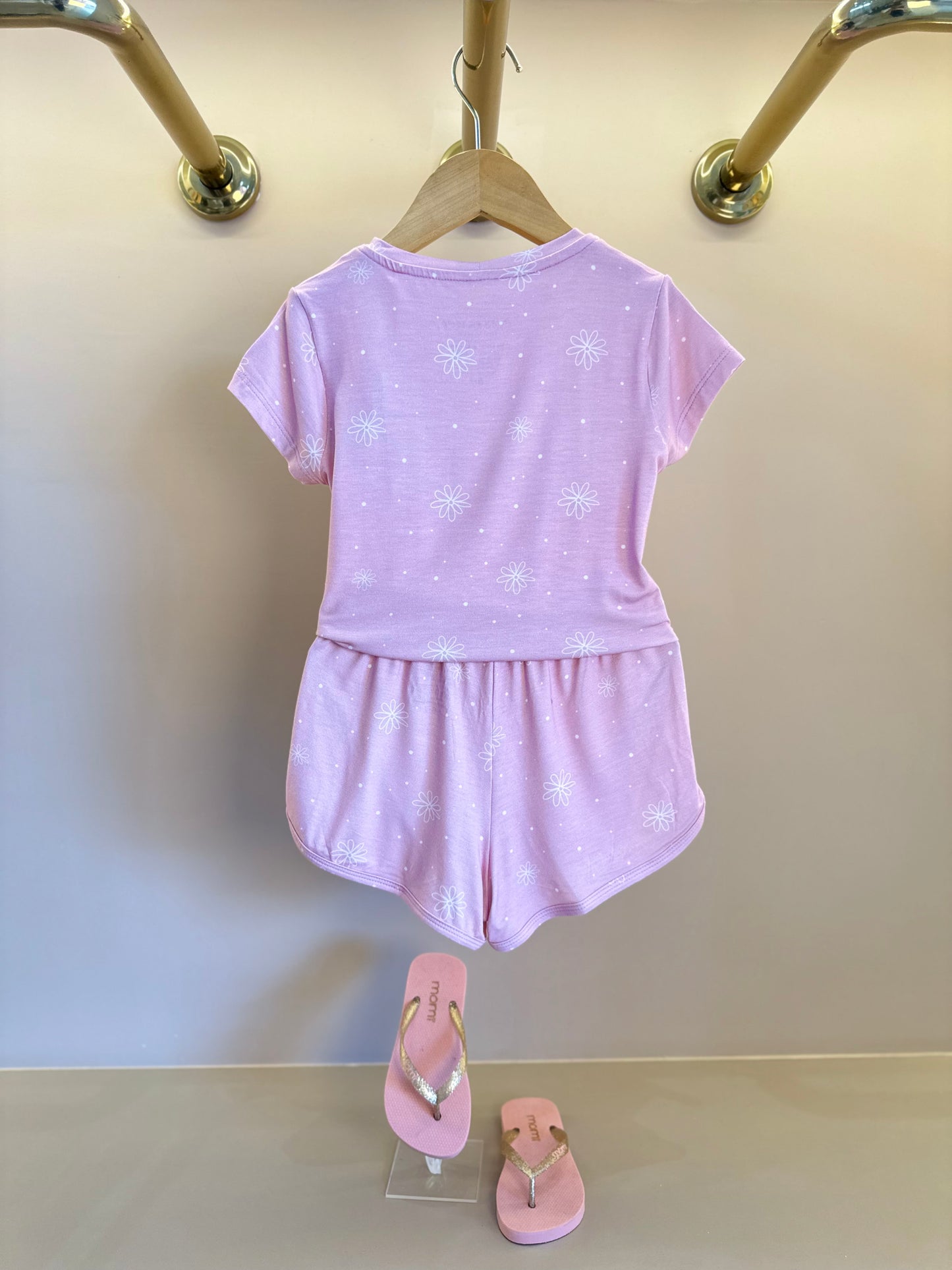 Pijama Infantil Comfy Blusa MC e Shorts Flower Rosa - Conforteca