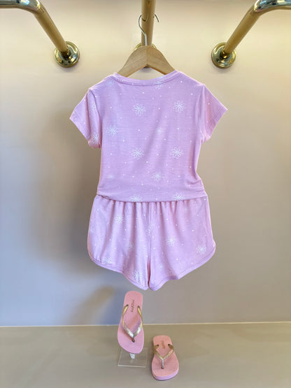 Pijama Infantil Comfy Blusa MC e Shorts Flower Rosa - Conforteca