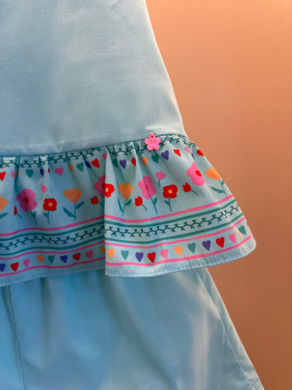 Conjunto Infantil Blusa e Shorts Tricoline Barrado Flores e Corações - Mon Sucré
