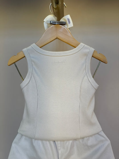 Conjunto Infantil Blusa Lacinho Bordado Bege e Saia-shorts Sarja Babadinho Bege - Pituchinhus