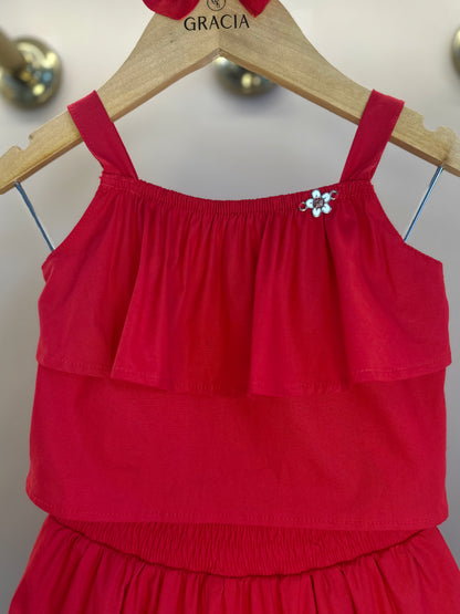 Conjunto Infantil Blusa Babados Mini Joia e Saia Flores - Momi