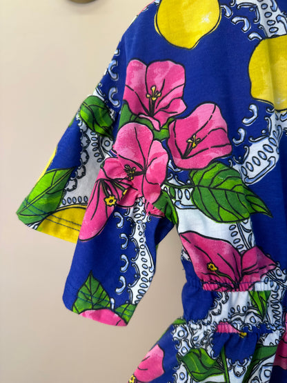 Vestido Infantil Estampa Primavera Floral e Limões - Animê