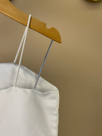 Vestido Infantil Alças Finas Saia Em Tule Off White - Petit Cherie