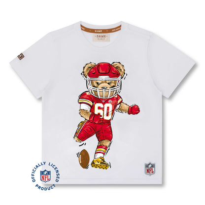 Conjunto Infantil Camiseta Algodão Teddy Kansas City Chiefs NFL e Bermuda Suedine Algodão Bolsos Grafite - Dame