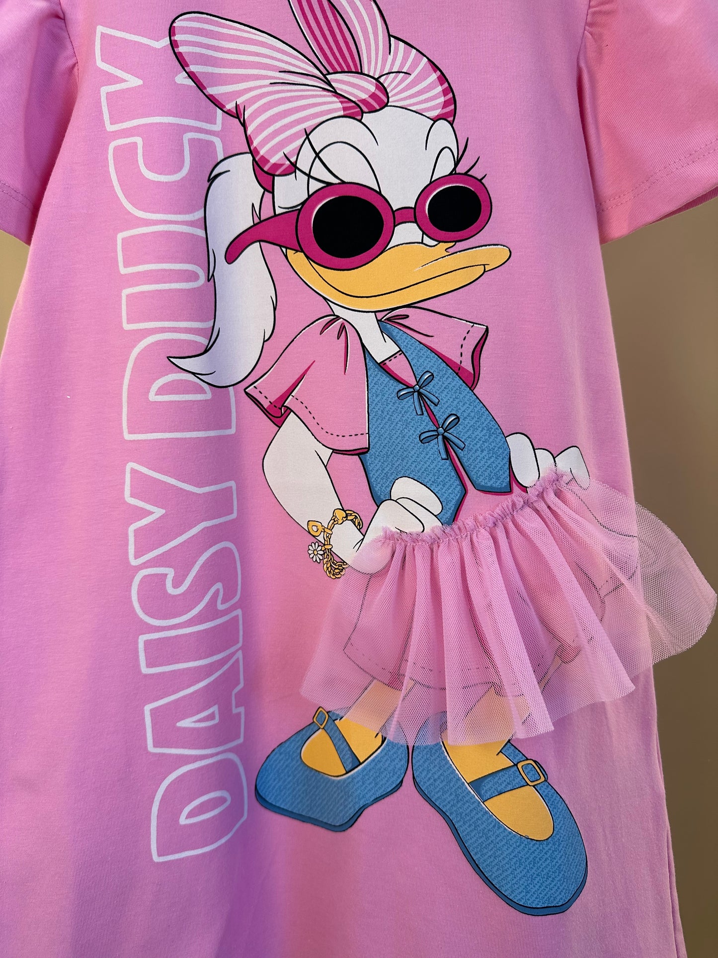 Vestido Infantil Estampa Daisy Duck Saia de Tule - Momi
