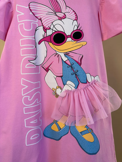 Vestido Infantil Estampa Daisy Duck Saia de Tule - Momi